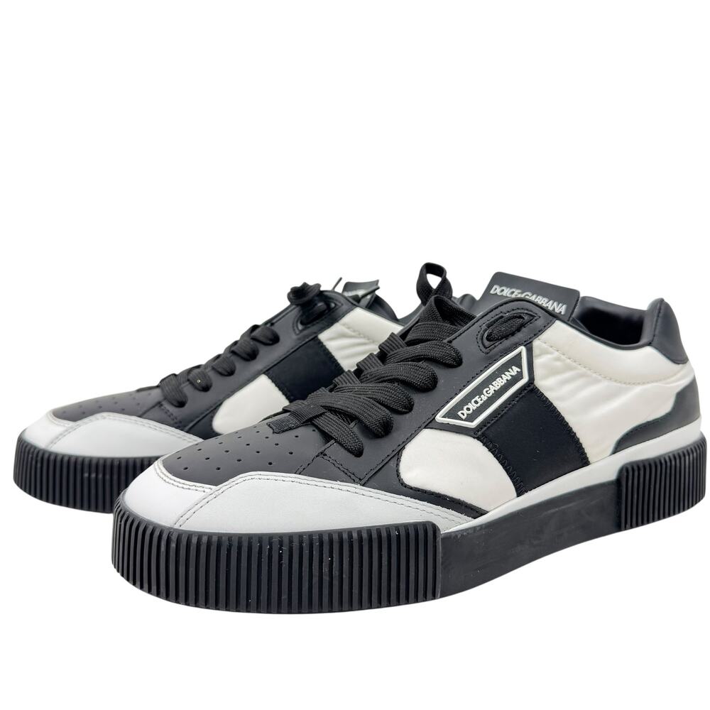 Dolce & Gabbana Miami Leather Low Top Sneakers Black Size 10 - Picture 3 of 10